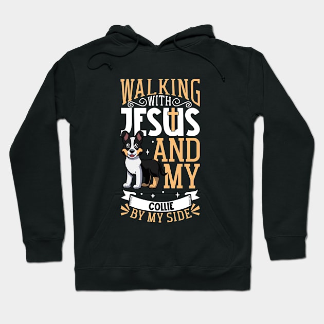 Jesus and dog - Smooth Collie Hoodie by Modern Medieval Design